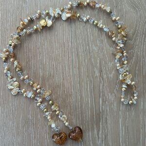 Elegant Gold and Brown Heart Necklace